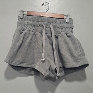 Relaxx Womens Heather Gray High Rise Paperbag Waist Sweat Shorts Size Medium